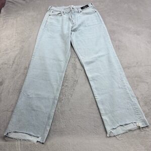 Abercrombie & Fitch The Baggy Jeans Womens 28 6R Light Blue Low Rise Raw Hem Y2K